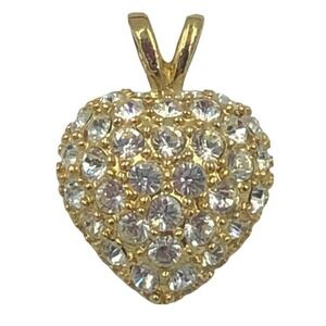 Roman Gold Tone Crystal Rhinestone Heart Pendant